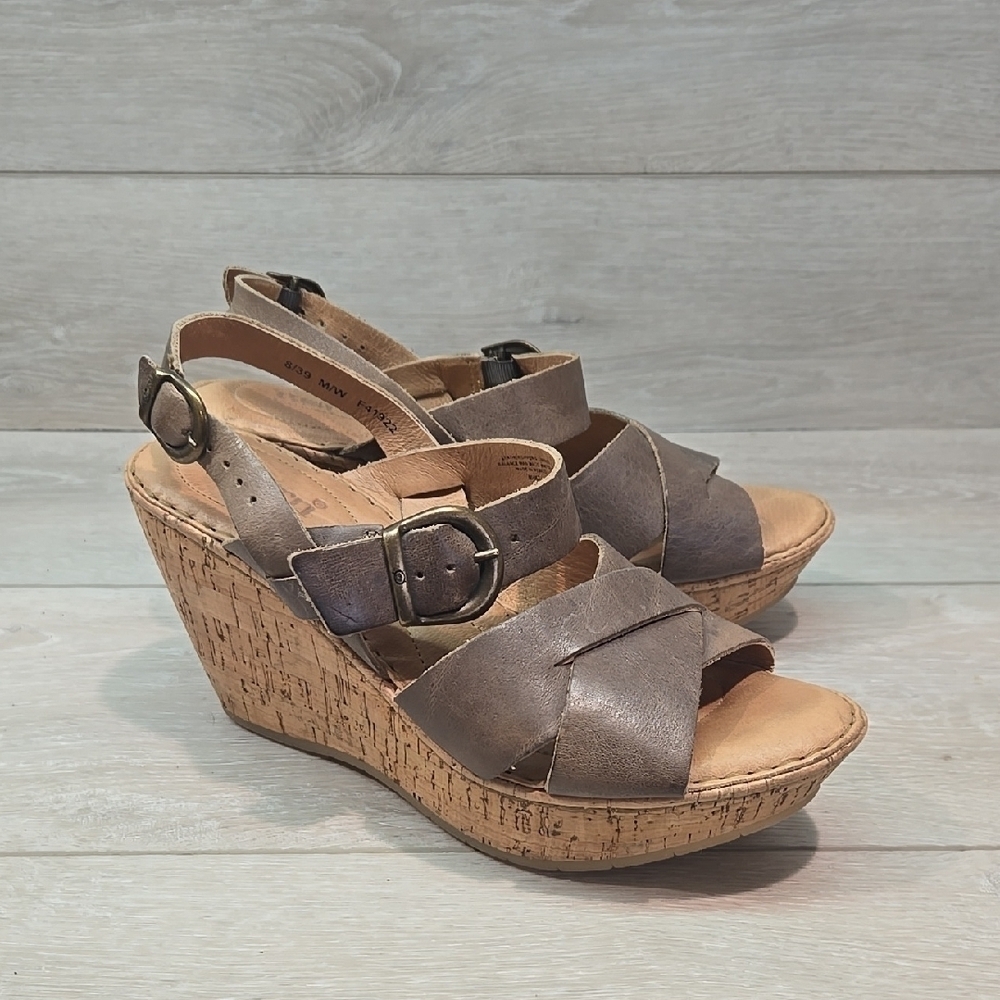 Born Women's Ankle Wedge Sandals Shoes Sz 8